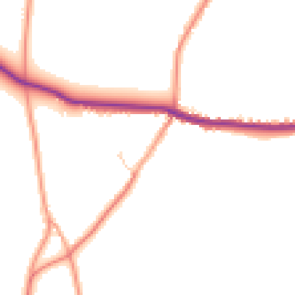 Daytime road noise heatmap for PO36 0JT