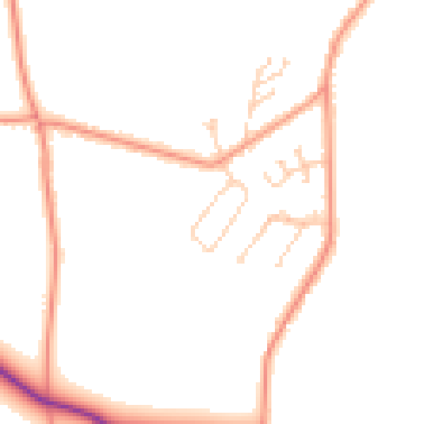 Daytime road noise heatmap for PO36 0JW