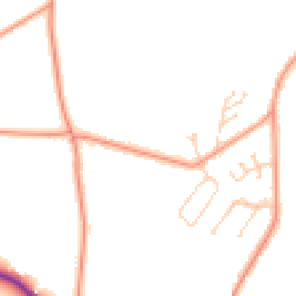 Daytime road noise heatmap for PO36 0JY