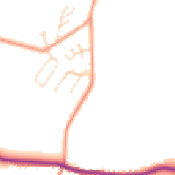 Daytime road noise heatmap for PO36 0LF