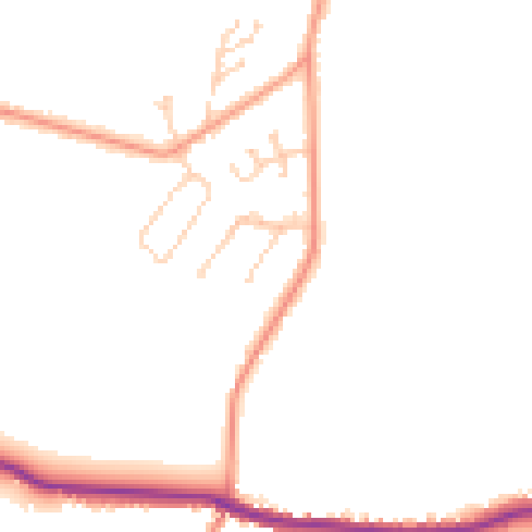 Daytime road noise heatmap for PO36 0LN