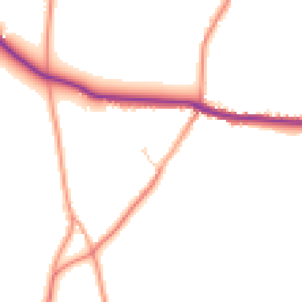 Daytime road noise heatmap for PO36 0PX