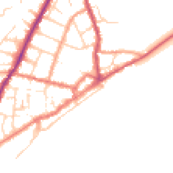 Daytime road noise heatmap for PO36 8AG
