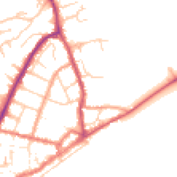 Daytime road noise heatmap for PO36 8BB