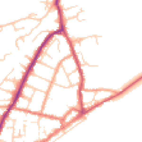Daytime road noise heatmap for PO36 8BG