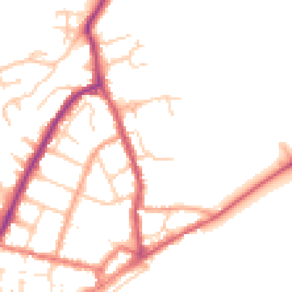 Daytime road noise heatmap for PO36 8BH