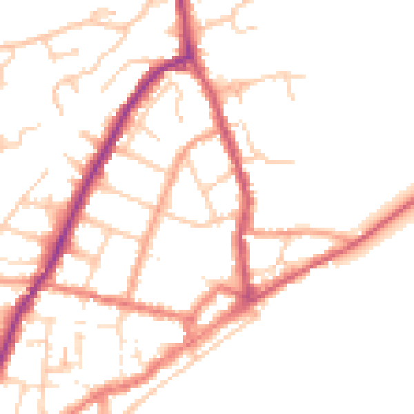 Daytime road noise heatmap for PO36 8BJ