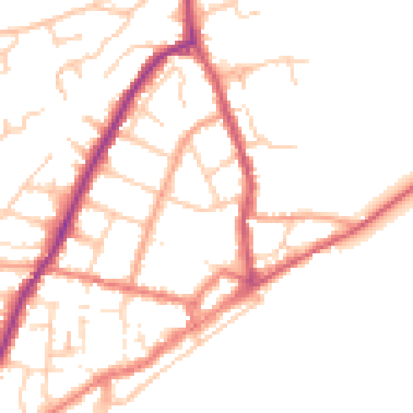 Daytime road noise heatmap for PO36 8BL
