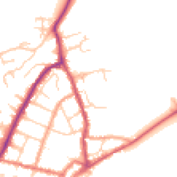 Daytime road noise heatmap for PO36 8BS