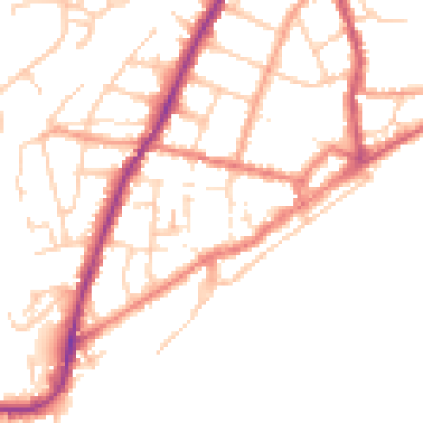 Daytime road noise heatmap for PO36 8JB