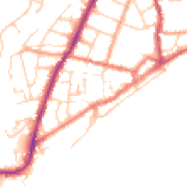 Daytime road noise heatmap for PO36 8JD