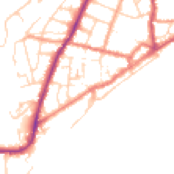 Daytime road noise heatmap for PO36 8JW