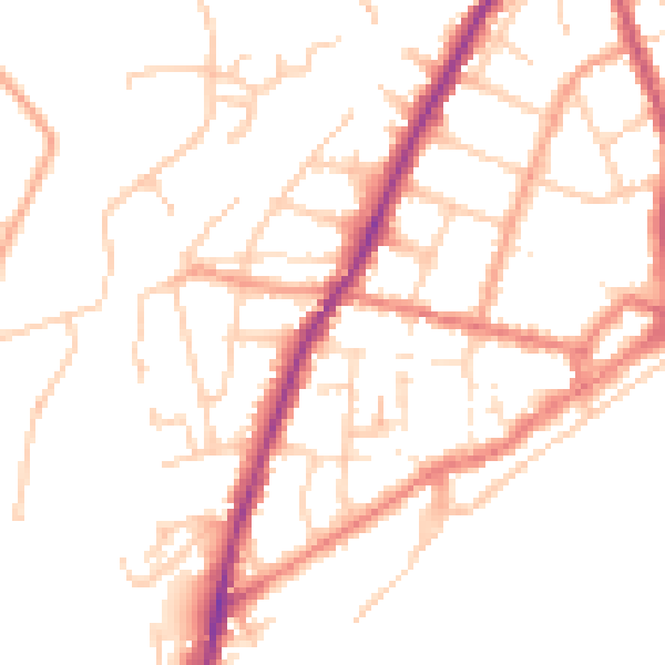 Daytime road noise heatmap for PO36 8JZ