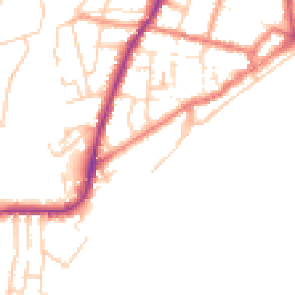 Daytime road noise heatmap for PO36 8LY