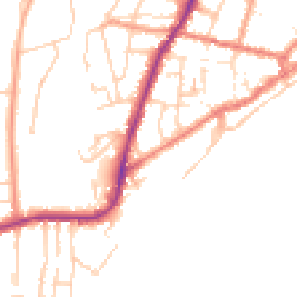 Daytime road noise heatmap for PO36 8NA