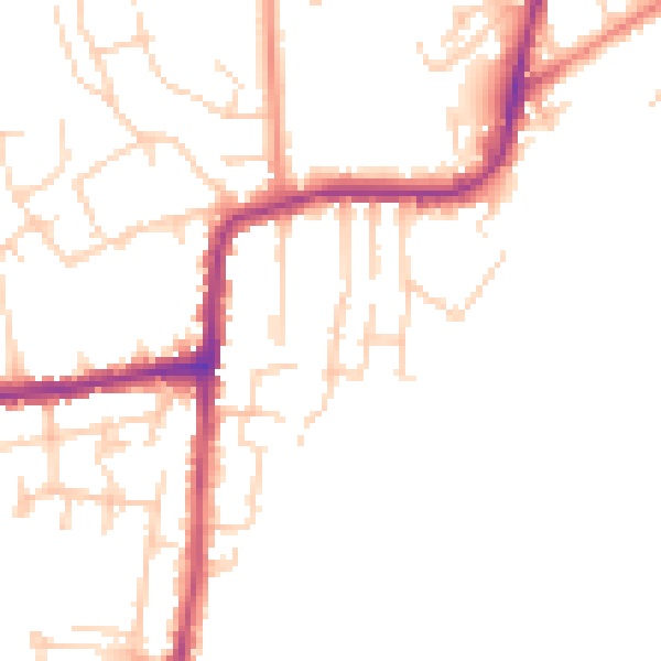 Daytime road noise heatmap for PO36 8PP