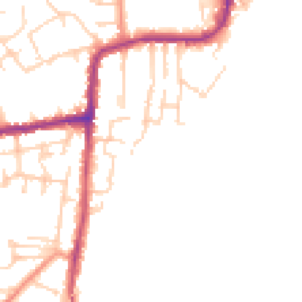 Daytime road noise heatmap for PO36 8PS