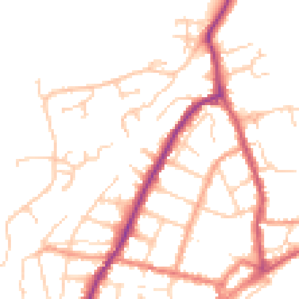 Daytime road noise heatmap for PO36 9AF