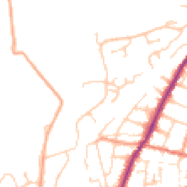 Daytime road noise heatmap for PO36 9DN