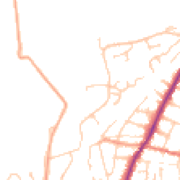 Daytime road noise heatmap for PO36 9DW