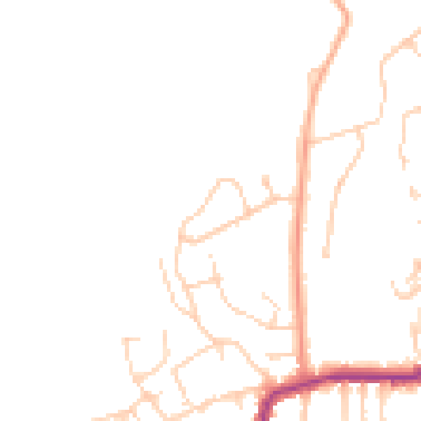 Daytime road noise heatmap for PO36 9EL