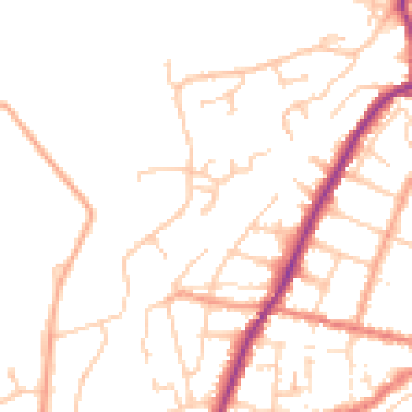 Daytime road noise heatmap for PO36 9EW