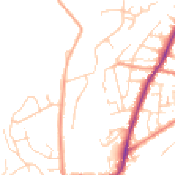 Daytime road noise heatmap for PO36 9EY