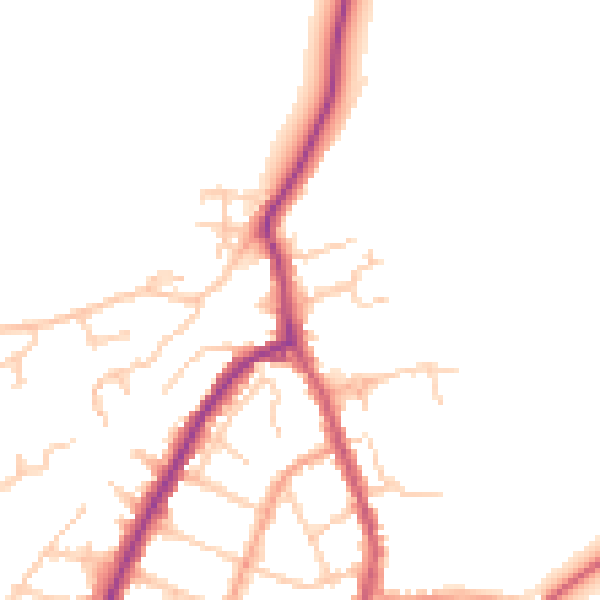 Daytime road noise heatmap for PO36 9FS