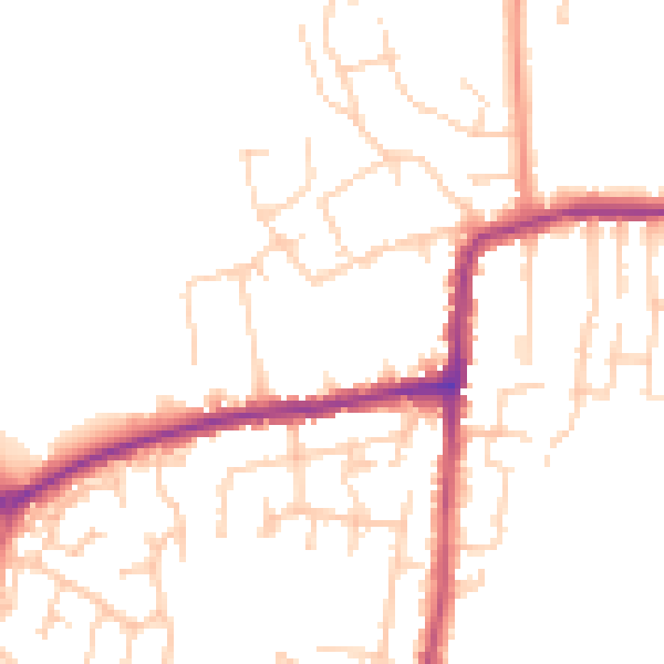Daytime road noise heatmap for PO36 9HU