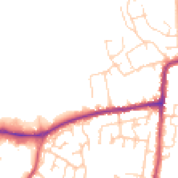 Daytime road noise heatmap for PO36 9JB