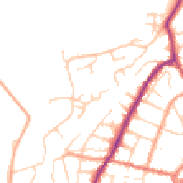 Daytime road noise heatmap for PO36 9JQ