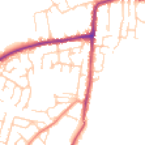 Daytime road noise heatmap for PO36 9ND