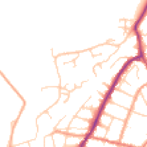 Daytime road noise heatmap for PO36 9NY