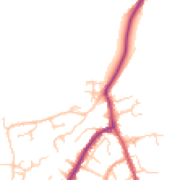 Daytime road noise heatmap for PO36 9PY