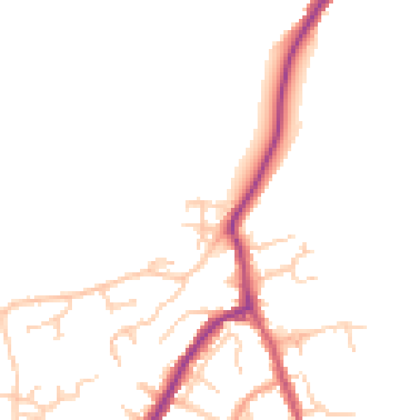 Daytime road noise heatmap for PO36 9PZ