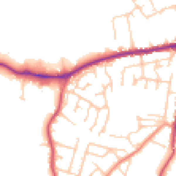 Daytime road noise heatmap for PO36 9QA