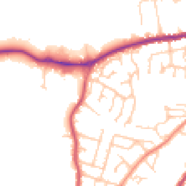 Daytime road noise heatmap for PO36 9QH