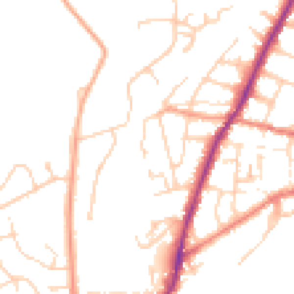 Daytime road noise heatmap for PO36 9SA