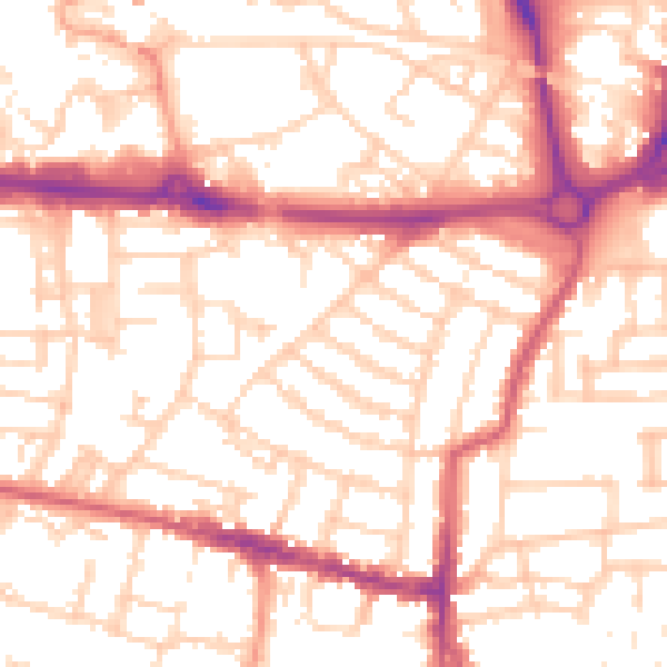 Daytime road noise heatmap for PO5 1AS