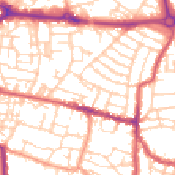 Daytime road noise heatmap for PO5 1AU