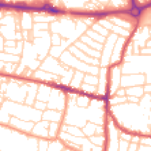 Daytime road noise heatmap for PO5 1HN