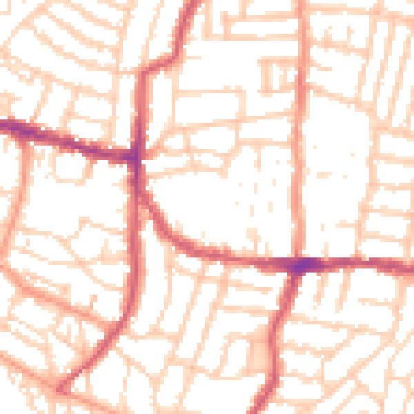 Daytime road noise heatmap for PO5 1NH