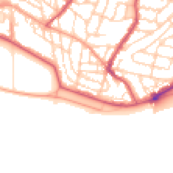 Daytime road noise heatmap for PO5 2LG