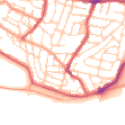 Daytime road noise heatmap for PO5 2PQ
