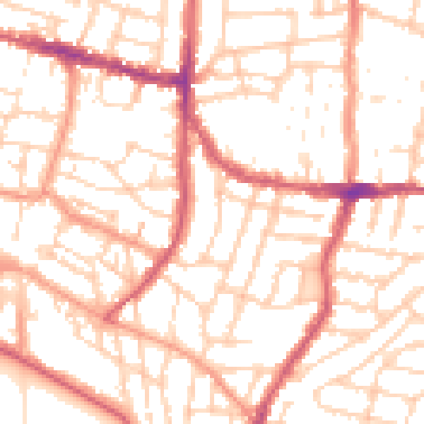 Daytime road noise heatmap for PO5 2QF