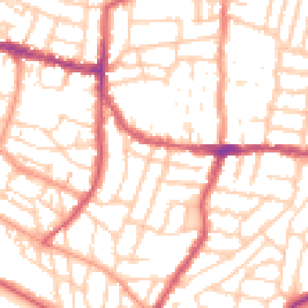 Daytime road noise heatmap for PO5 2QT