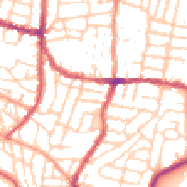 Daytime road noise heatmap for PO5 2QZ