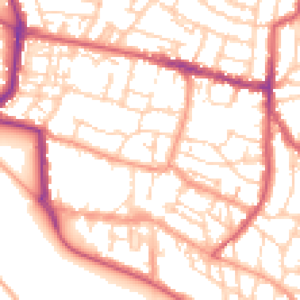 Daytime road noise heatmap for PO5 3HH