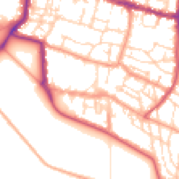 Daytime road noise heatmap for PO5 3LY