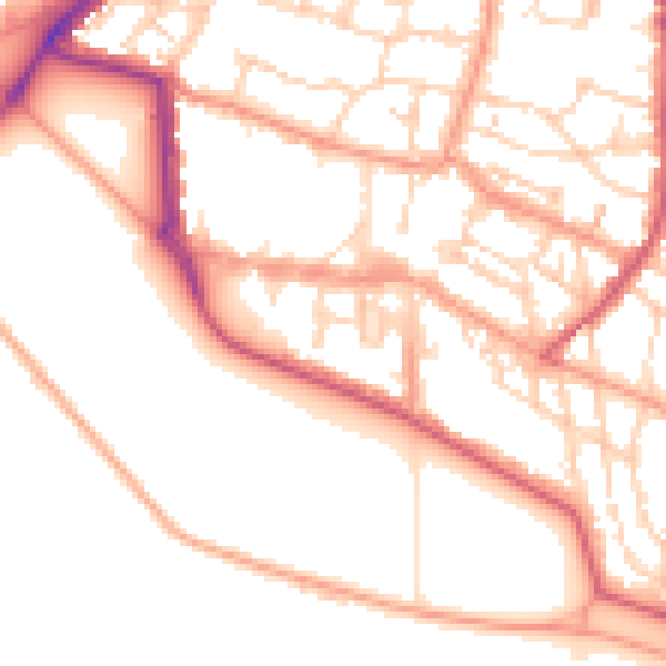 Daytime road noise heatmap for PO5 3NB